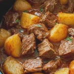 Slow Cooker 3 Ingredient Beef and Potatoes