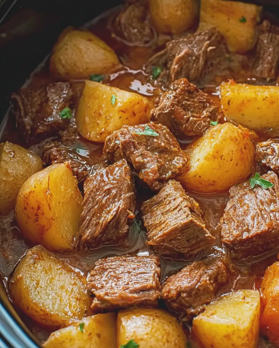 Slow Cooker 3 Ingredient Beef and Potatoes: Easy Family Delight