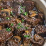 Slow Cooker 4 Ingredient Mushroom Beef Tips