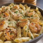 Garlic Butter Ranch Shrimp Penne in Creamy Parmesan Sauce
