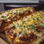 Cheesy Sloppy Joe Garlic Bread Bake