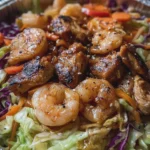 Hibachi Chicken and Shrimp Cabbage Bowl