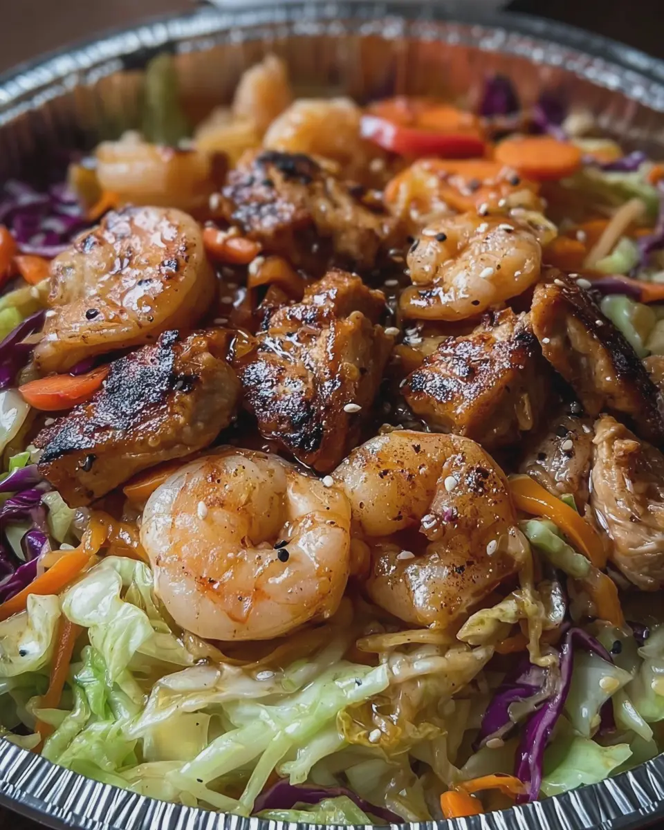 Hibachi Chicken and Shrimp Cabbage Bowl: Easy, Flavorful Delight