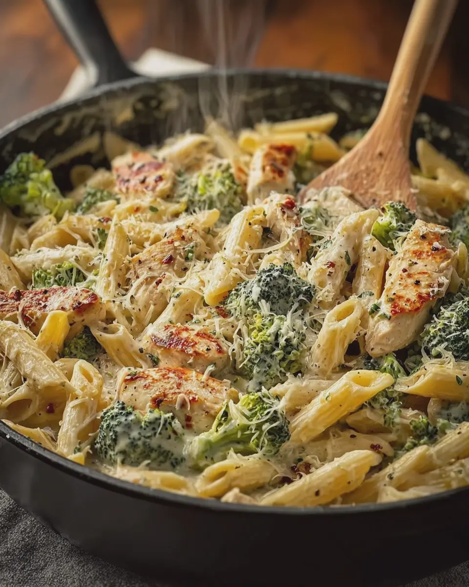 Garlic Tuscan Penne: Indulgent Chicken, Broccoli, and Parmesan Cream