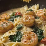 Creamy Garlic Shrimp and Spinach Bowtie Pasta
