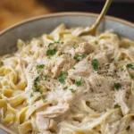 Slow Cooker Creamy Garlic Parmesan Chicken and Noodles