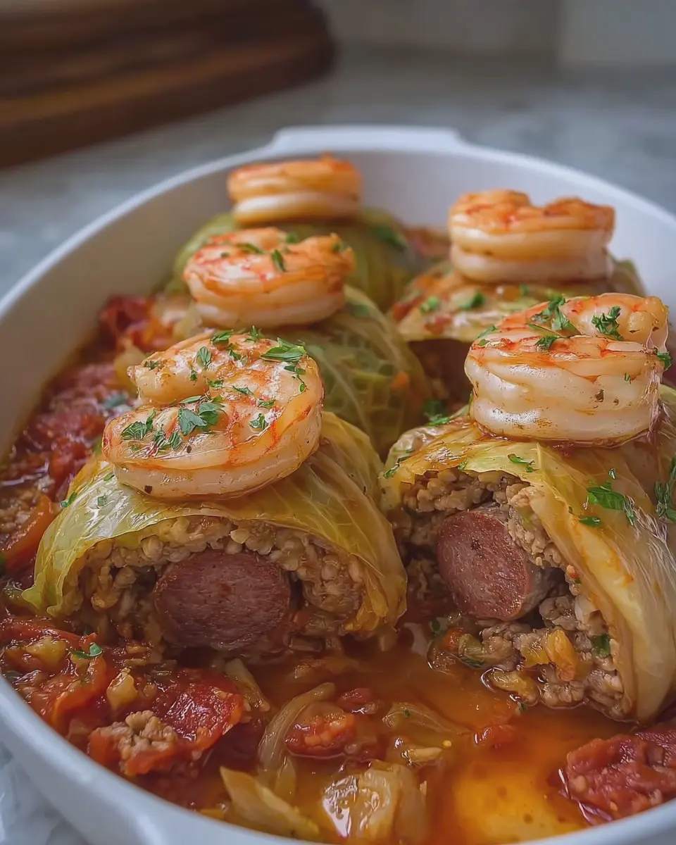 Cajun Shrimp and Beef Sausage Stuffed Cabbage: Easy Flavorful Delight