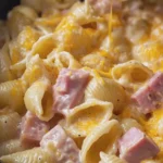 Creamy Chicken Ham and Cheddar Shell Pasta