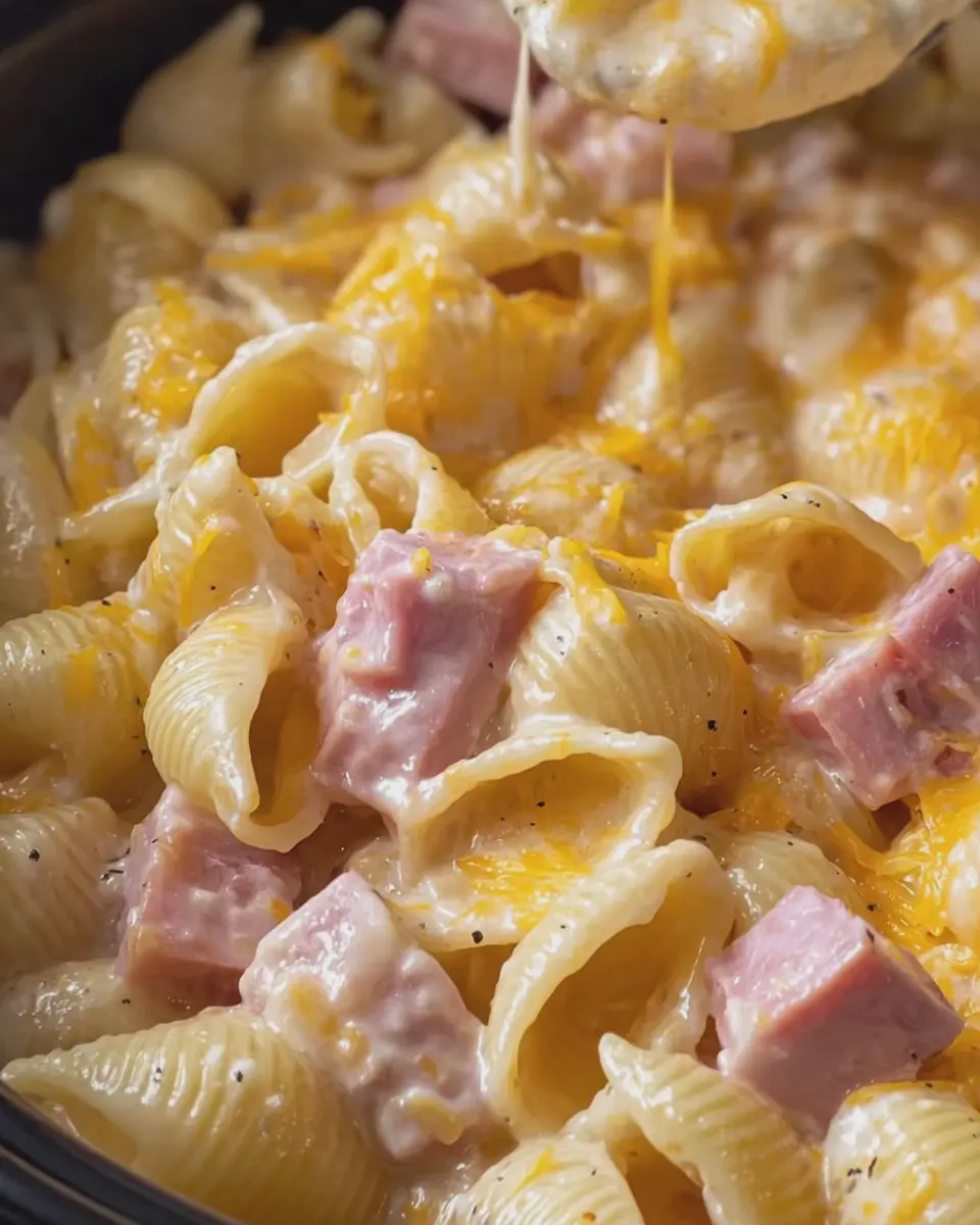 Creamy Chicken Ham and Cheddar Shell Pasta: A Comforting Delight