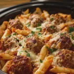 Crock Pot Meatball Penne with Provolone