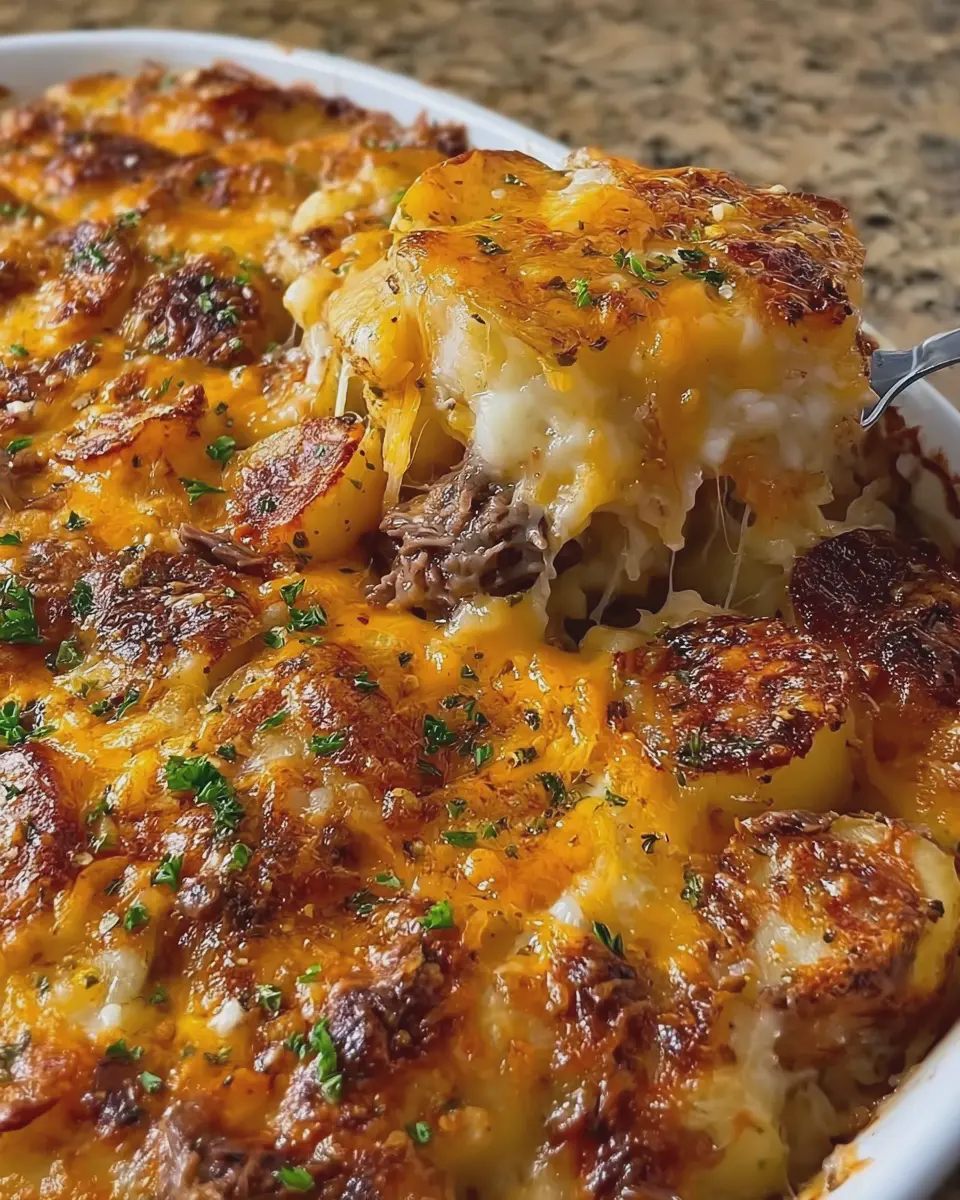 Pot Roast Cheddar Potato Casserole: Easy Comfort Food Delight
