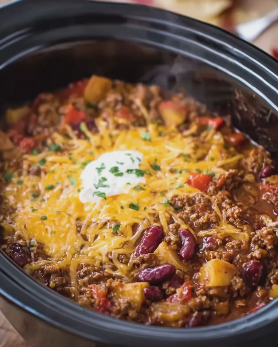 Slow Cooker Chili Potato Casserole: Easy Comfort Food Delight