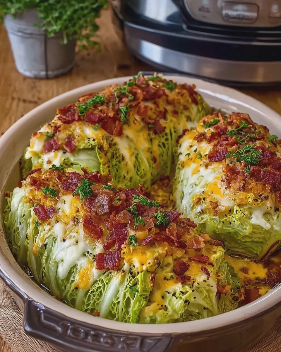 Baked Cabbage Boats: Indulgent Cheesy Turkey Bacon Delight