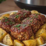 Slow Cooker Mini Meatloaves with Seasoned Golden Potato Chunks