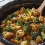 Crockpot Cheddar Broccoli Chicken and Potatoes