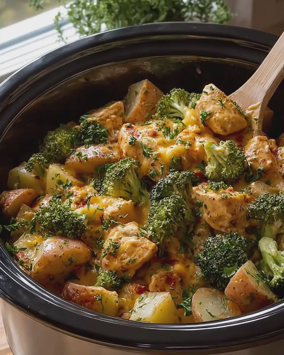 Crockpot Cheddar Broccoli Chicken and Potatoes: Easy Comfort Food
