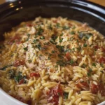 Crockpot Tuscan Chicken and Orzo