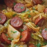 Slow Cooker 4 Ingredient Sausage and Cabbage