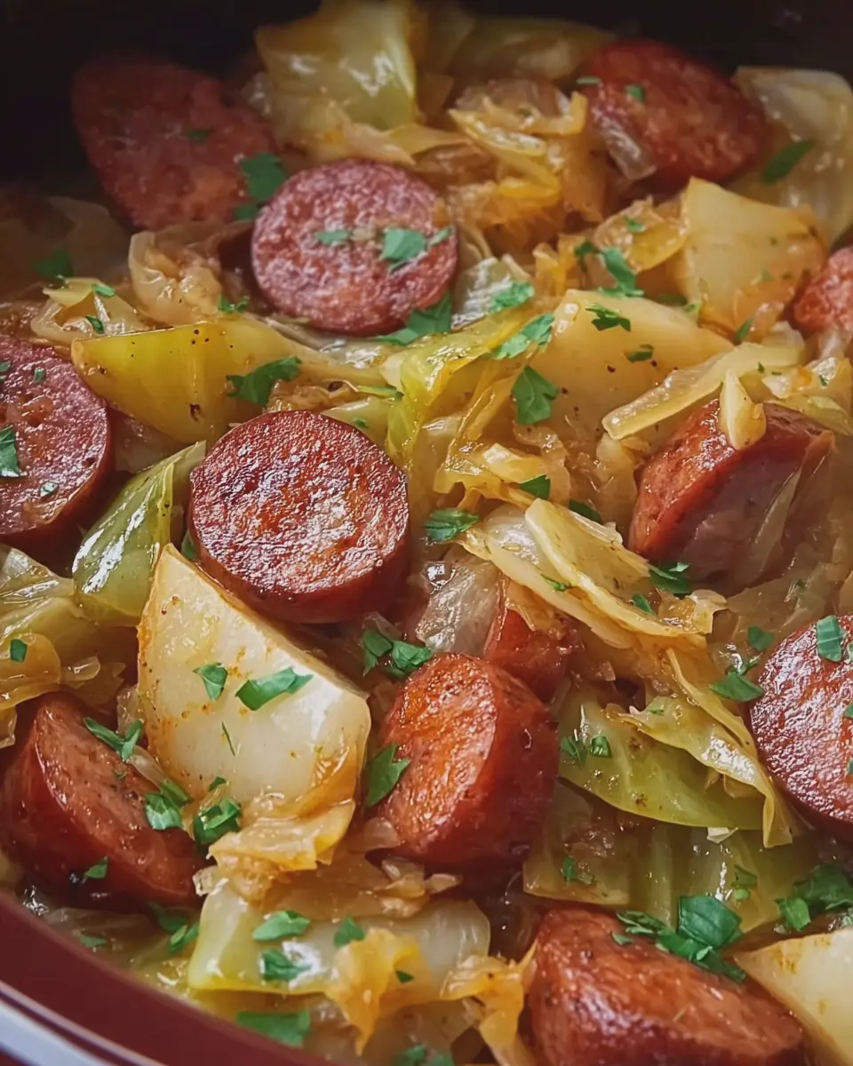 Slow Cooker Sausage and Cabbage: Easy 4 Ingredient Delight