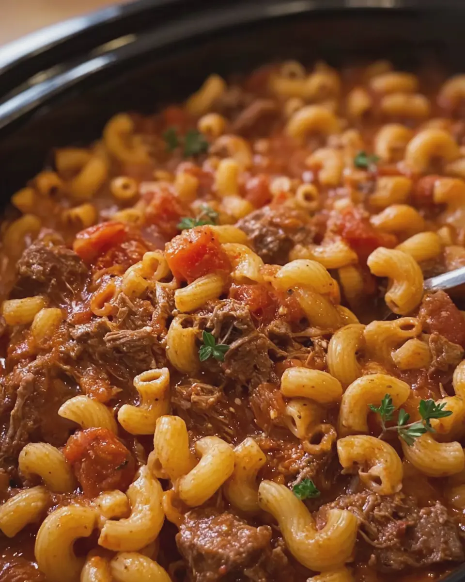 slow cooker 4 ingredient poor man goulash with turkey bacon twist