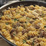 Cheesy Beef Rotini in Four Cheese Cream Sauce
