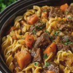 Slow Cooker 3 Ingredient Beef Stew Noodles