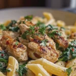 Creamy Garlic Chicken Penne with Spinach