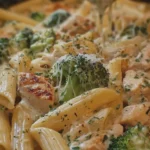 Creamy Chicken Penne with Broccoli and Mozzarella Cheese