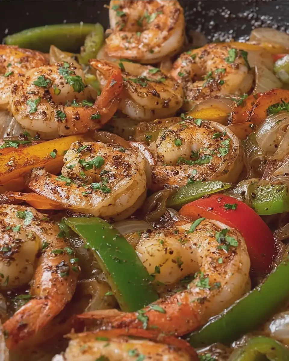 Garlic Butter Seafood Skillet: Easy Shrimp, Peppers, and Onions Delight
