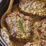 Slow Cooker Creamy Garlic Herb Beef Chops