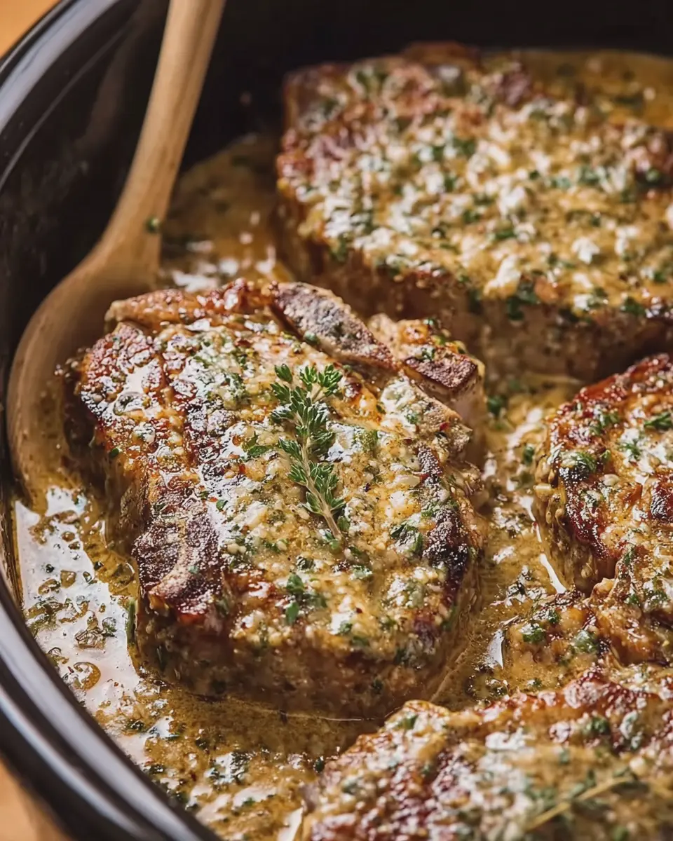 Slow Cooker Creamy Garlic Herb Beef Chops: Easy & Indulgent Meal