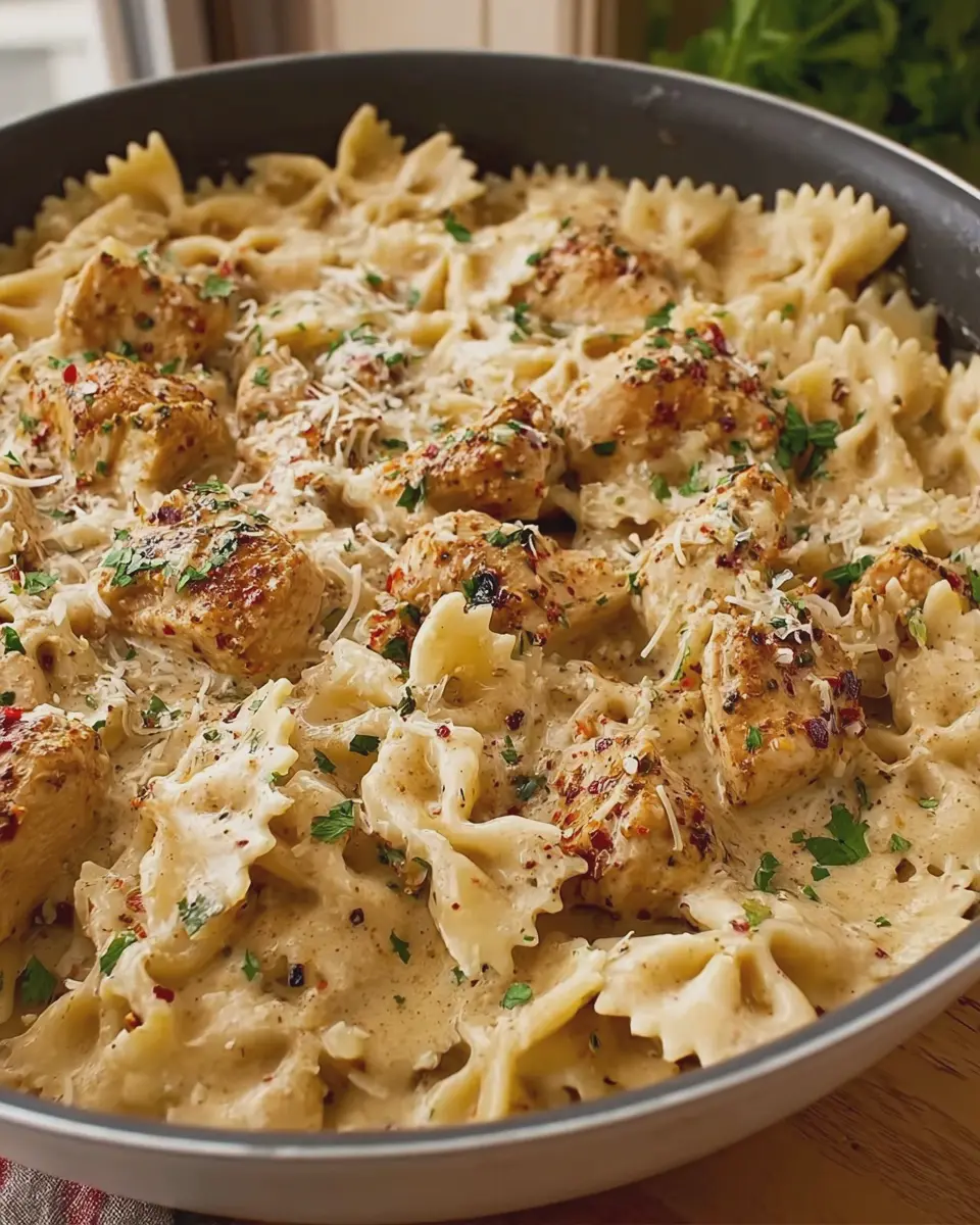 Cajun Chicken Bowties: Indulgent Creamy Garlic Alfredo Delight