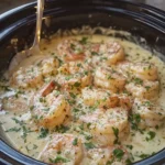 Creamy Slow Cooker Garlic Parmesan Shrimp
