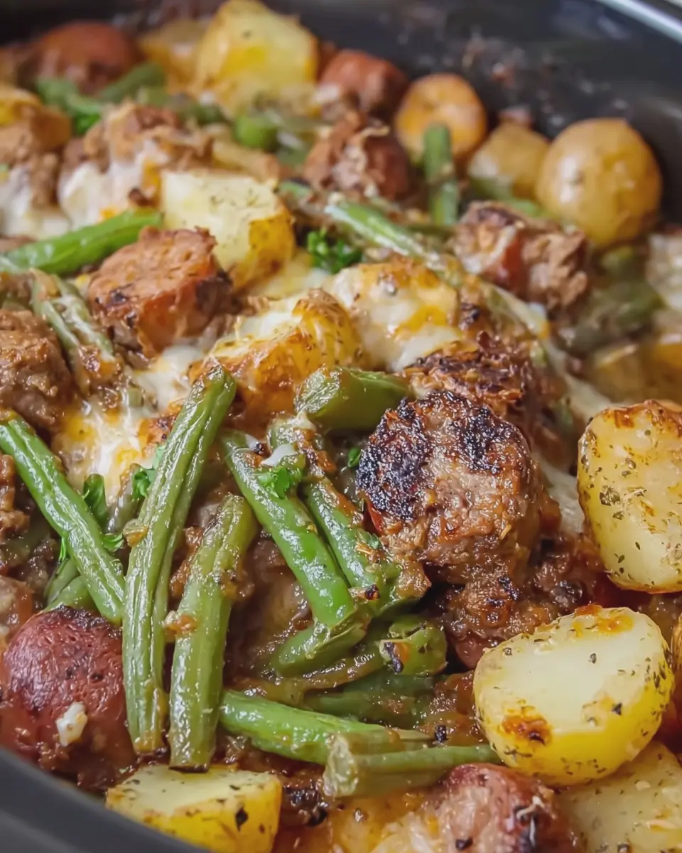 Crockpot Smoky Sausage Potato Green Bean Bake: A Cozy Delight
