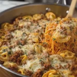Cheesy Ground Beef Tortellini with Four-Cheese Cream