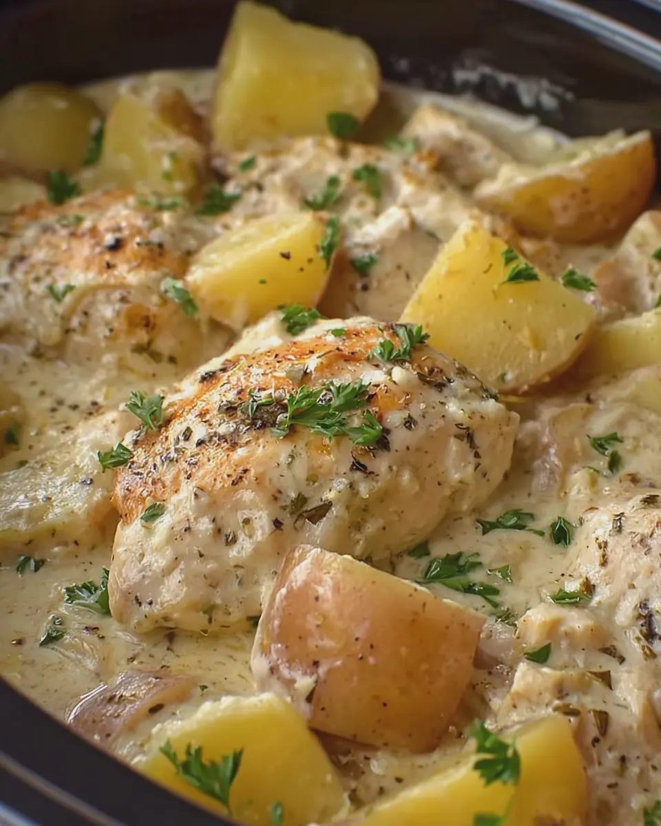 Crockpot Creamy Ranch Chicken: Easy Turkey Bacon &amp; Potato Delight