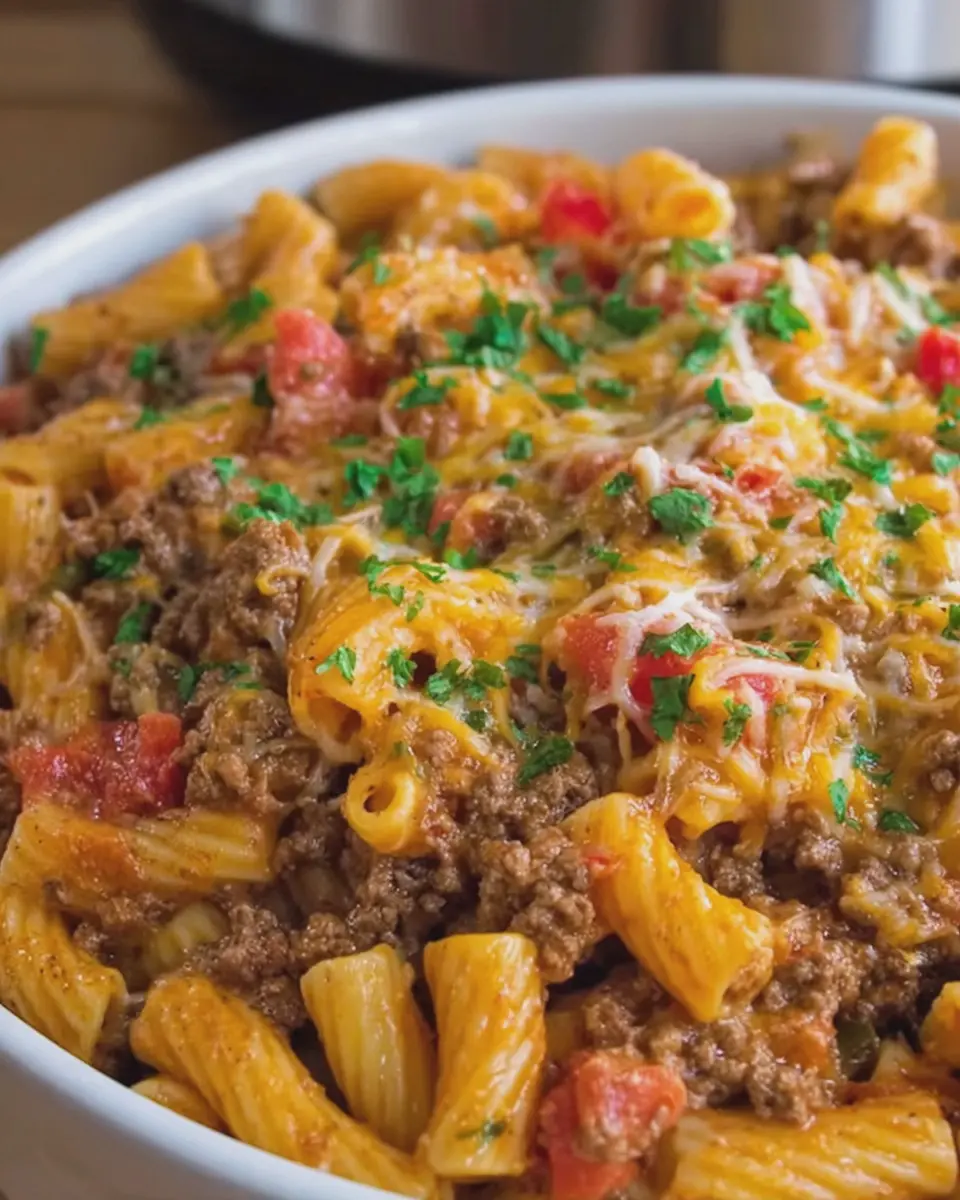 Crockpot Cheesy Taco Beef Pasta: Easy Family Comfort Dish