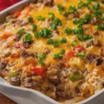 Cheesy Philly Cheesesteak Rice Casserole