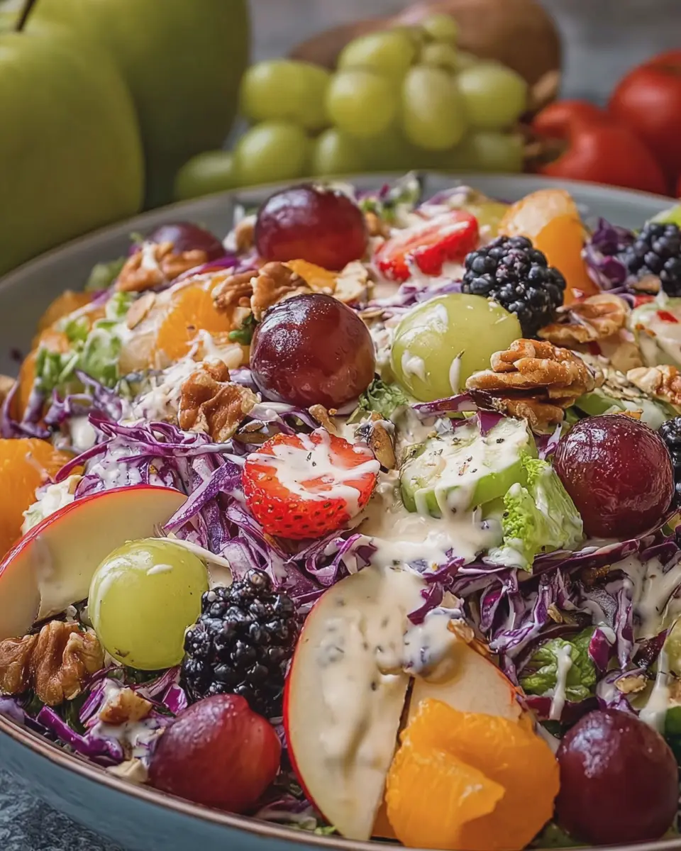 Best Fruits and Vegetable Salad with Creamy Dreamy Dressing Delight