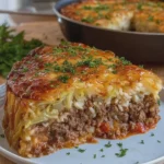 Hearty Baked Stuffed Cabbage Pie with Ground Beef and Rice