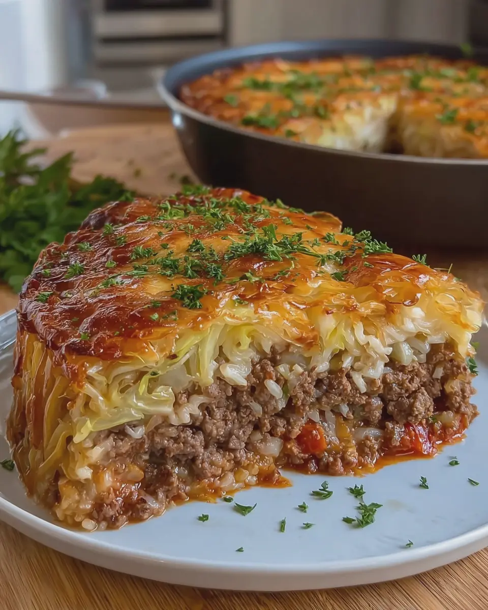 Hearty Baked Stuffed Cabbage Pie: A Comforting Beef and Rice Delight
