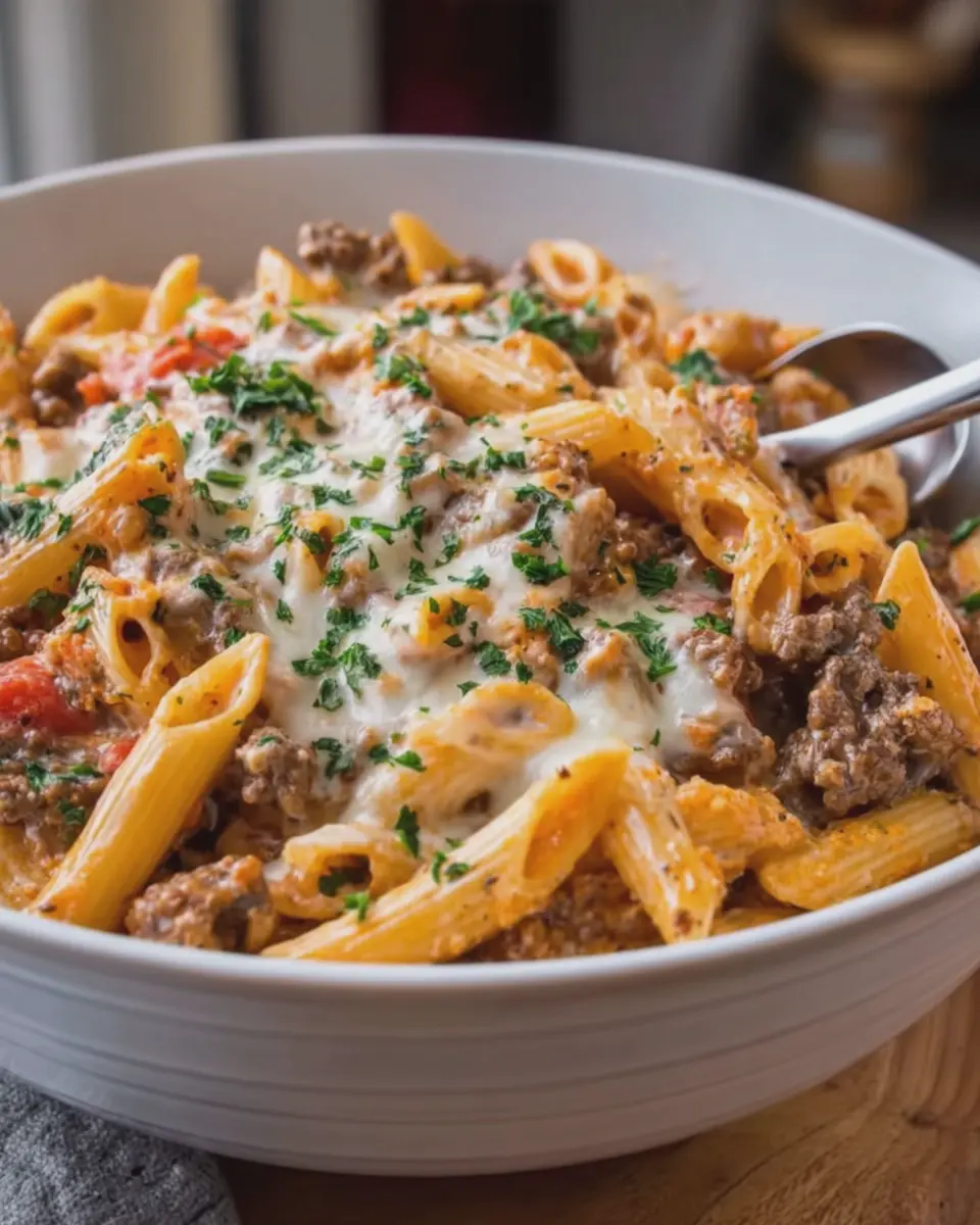 Crockpot Creamy Cheesy Beef Penne: Easy Comfort Food Delight