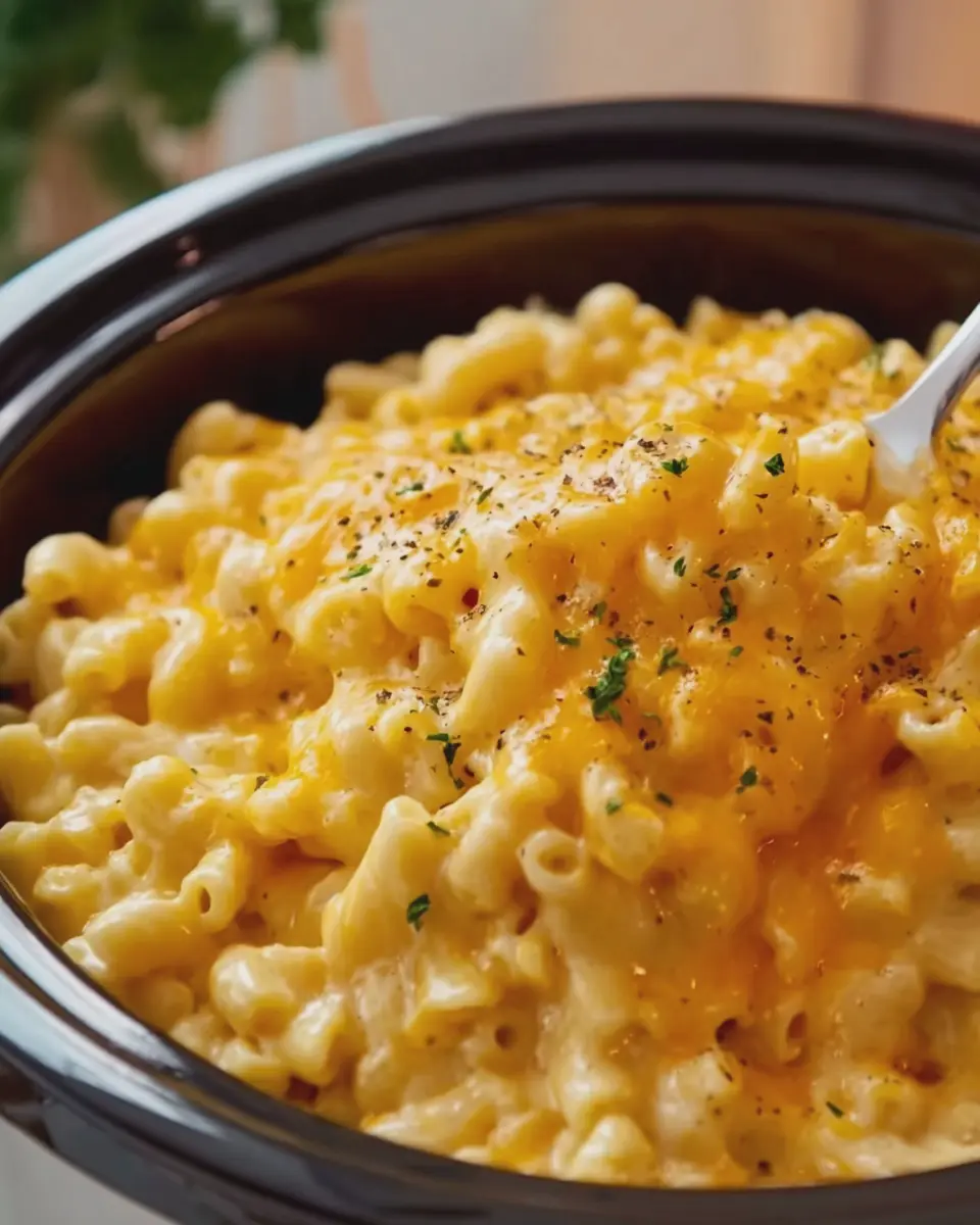 Creamy Slow Cooker Mac and Cheese with Turkey Bacon and Chicken Ham