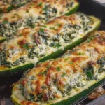 Creamy Spinach and Cheese Stuffed Zucchini Boats