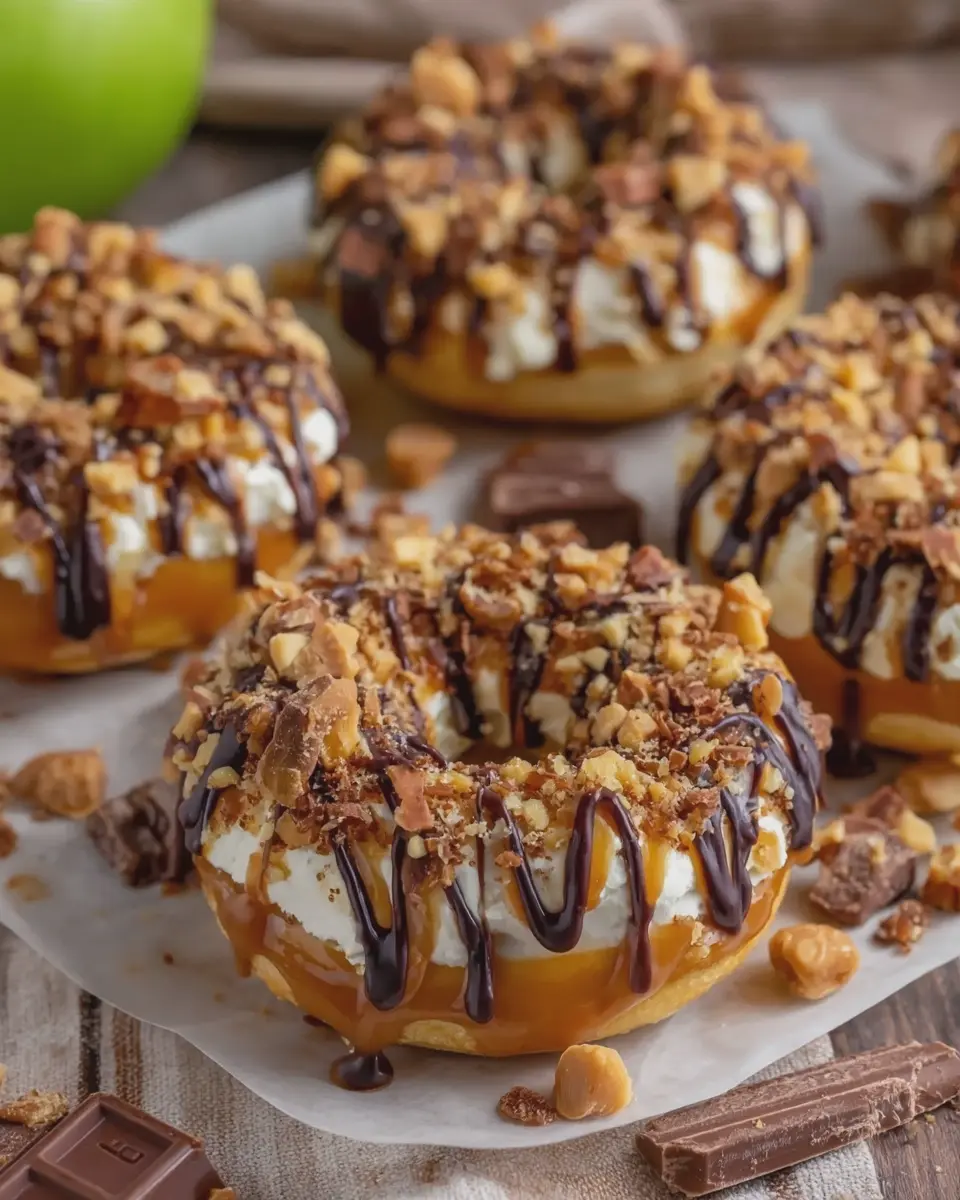 Snickers Caramel Apple Donuts: Easy No Bake Delight to Indulge