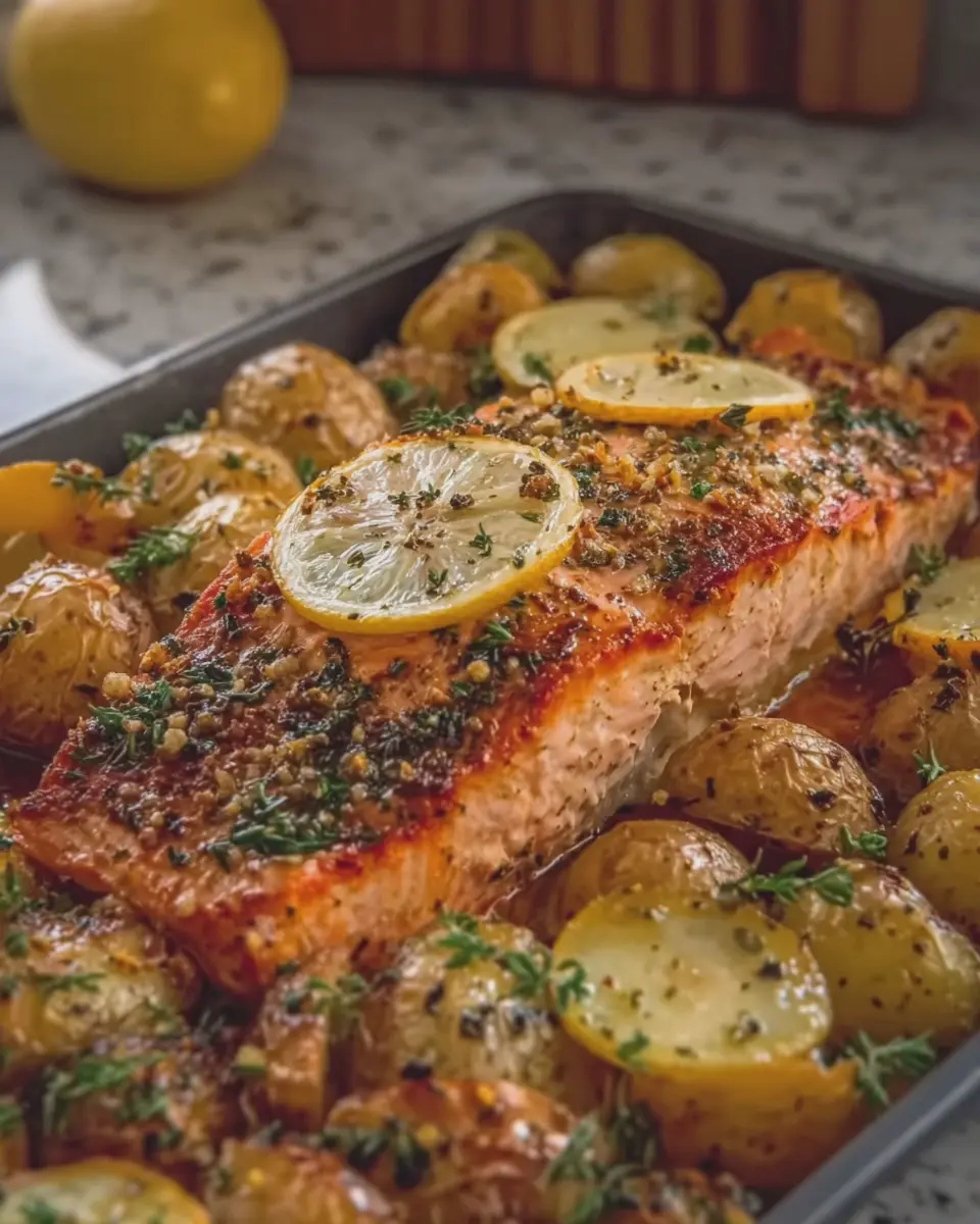 Garlic Butter Salmon and Potato Bake: A Juicy Delight at Home