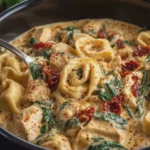 Slow Cooker Creamy Tuscan Chicken Tortellini