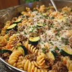 Creamy Beef and Zucchini Rotini Skillet