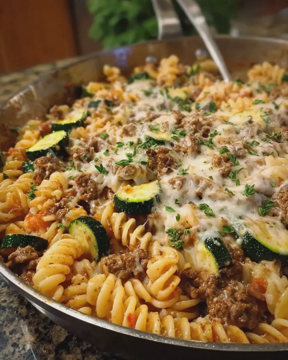 Creamy Beef and Zucchini Rotini: Easy Skillet Delight for All