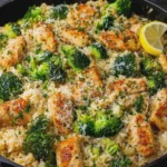 Garlic Parmesan Chicken and Broccoli Rice Skillet